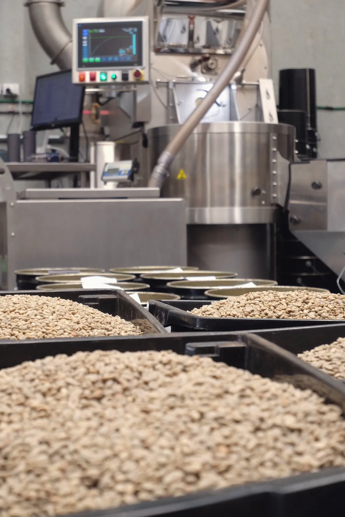 A coffee roasting machine with its digital control panel