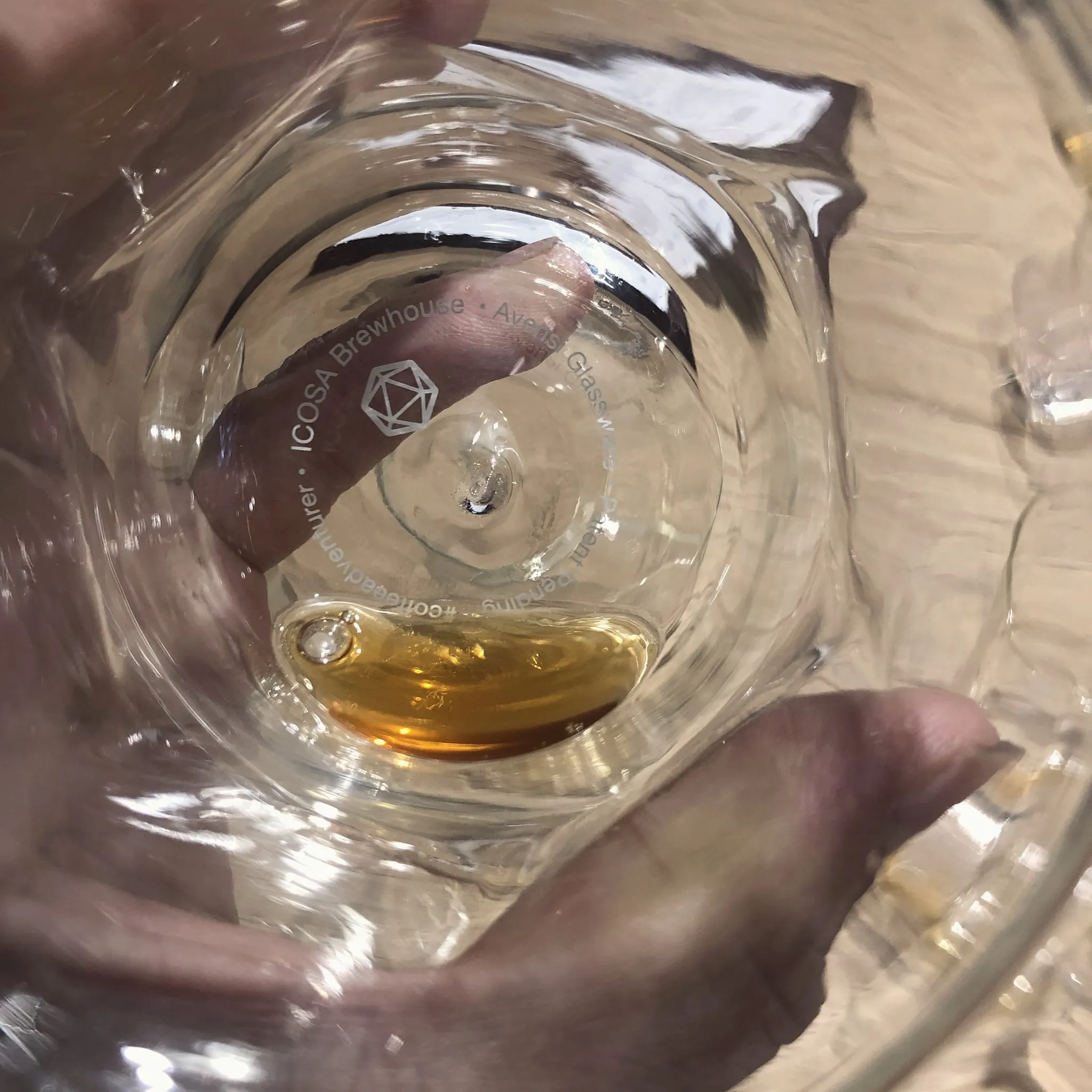 Cupping glasses lined up for tasting
