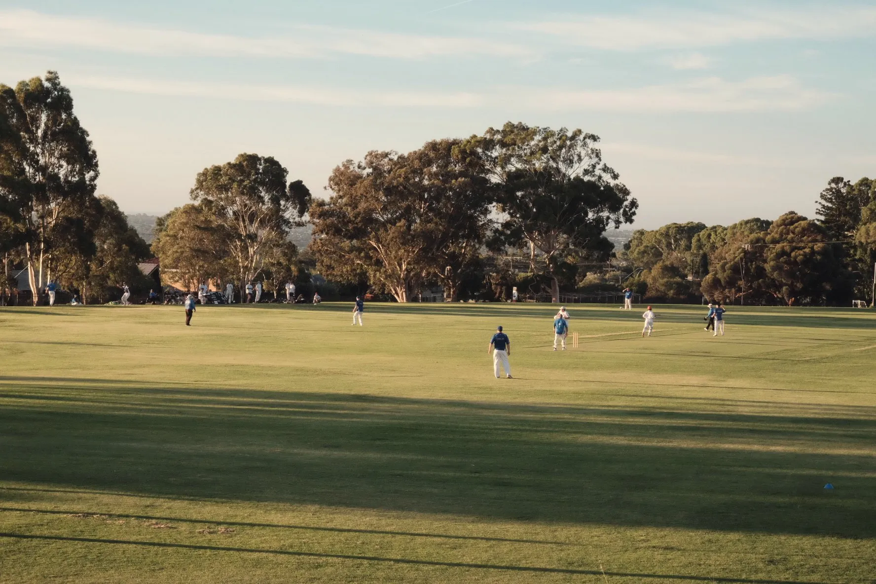 An evening game underway on the oval