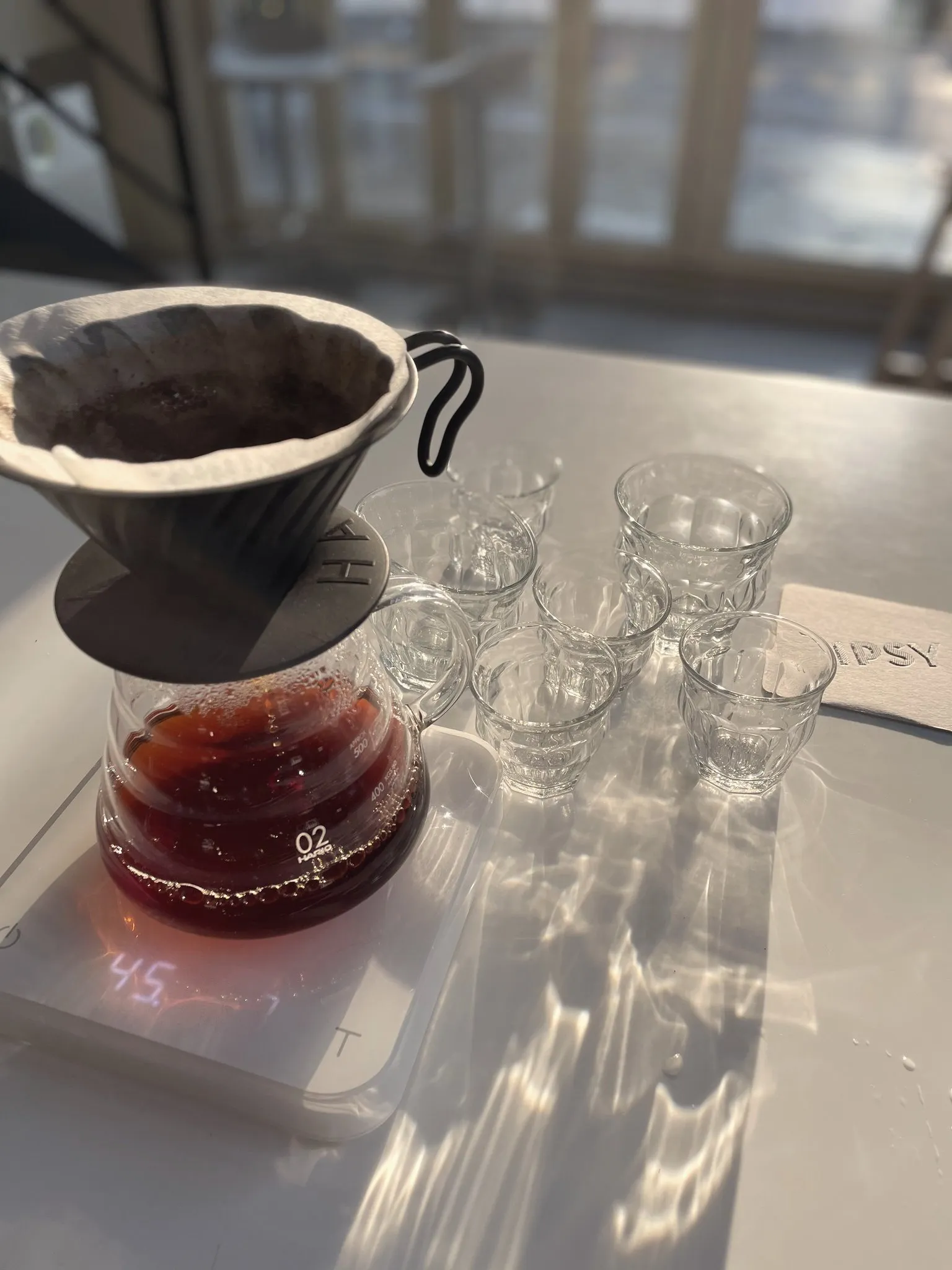 Pour over coffee being brewed in a Seoul cafe